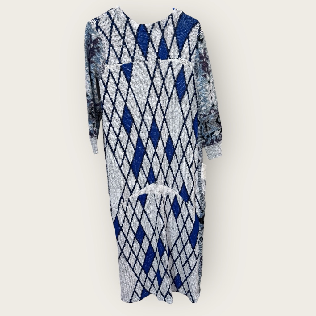 Urban Renewal Geometric Blue And Gray Long Cardigan Sweater Medium